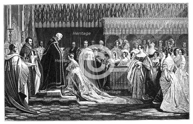 Queen Victoria receiving the Sacrament at her Coronation, 28 June 1838, (1900). Artist: Unknown