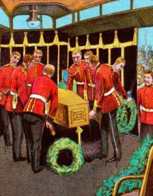 Queen Victoria's Coffin aboard the Royal Train on its journey to her funeral from Gosport Station