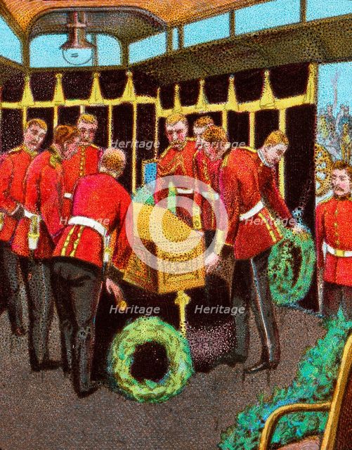 'Queen Victoria's Coffin aboard the Royal Train on its journey to her funeral from Gosport Station', Artist: Unknown.