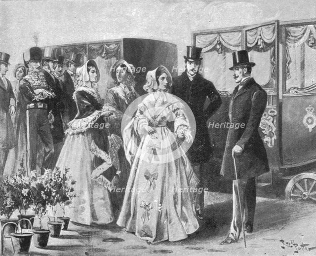 'Queen Victoria's first train journey, from Slough to Paddington, June 13, 1842', (1901).  Creator: Unknown.