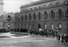 Queen Victoria's funeral procession leaving Osborne House, Isle of Wight, February 1st, 1901. Creator: Hughes & Mullins