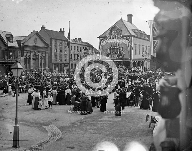 Queen Victoria's jubilee celebrations, Market Place, Wallingford, Oxfordshire, 1879. Artist: Henry Taunt