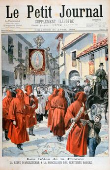 Queen Victoria watching the procession of the red penitents, 1898. Creator: F Meaulle