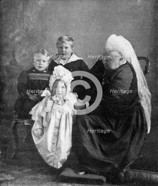 Queen Victoria with the children of the Duke and Duchess of York, 1901. Creator: Robert Milne.