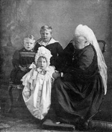 Queen Victoria with the children of the Duke and Duchess of York, 1901. Creator: Robert Milne