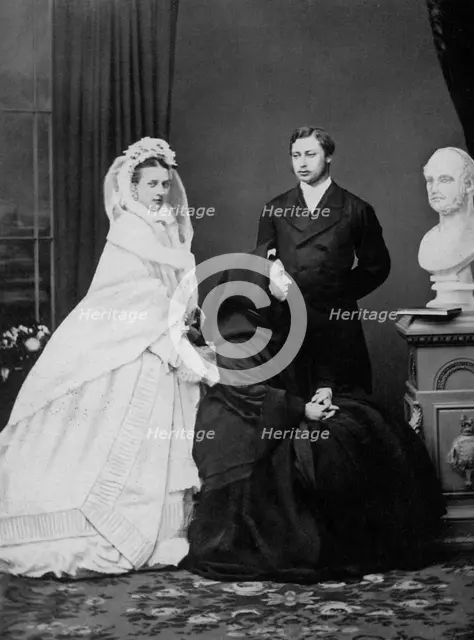 Queen Victoria with the Prince and Princess of Wales on the day of their marriage, 1863 (1964). Artist: Unknown