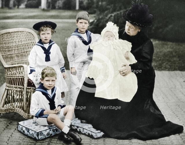 Queen Victoria with her great-granchildren at Osborne House, Isle of Wight, 1900. Artist: Unknown.