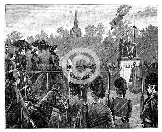 Queen Victoria unveiling the statue of Prince Albert at Aberdeen, 19th century. Artist: Unknown