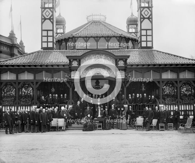 Queen Victoria visiting the Royal Naval Exhibition at the Royal Hospital, Chelsea, London, 1891. Artist: Henry Bedford Lemere.