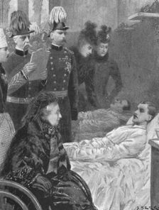 Queen Victoria...visiting Soldiers wounded in the Indian Frontier campaigns...1898 (1901). Creator: Samuel Begg