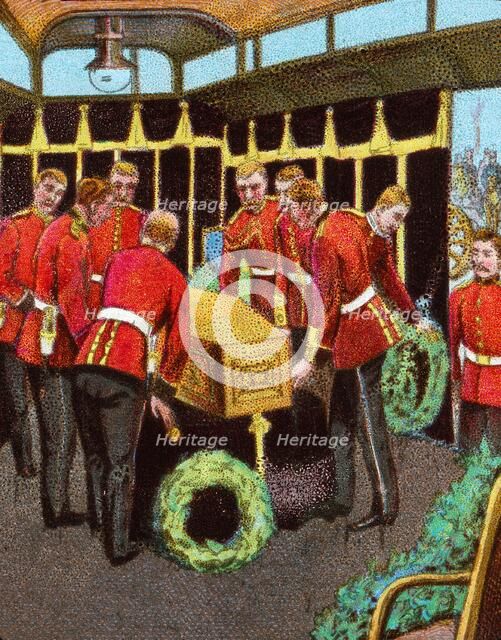 'Queen Victoria's Coffin aboard the Royal Train on its journey to her funeral from Gosport Station', Artist: Unknown.