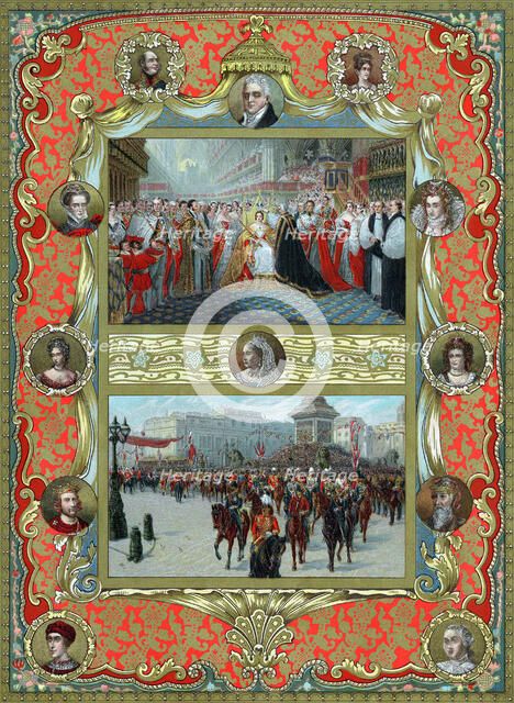 Queen Victoria's coronation, 1837 and Golden Jubilee, 1887. Artist: Unknown