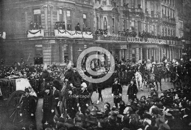 Queen Victoria's funeral procession passing through London, 1901. Artist: Unknown