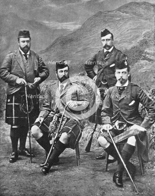 Queen Victoria's four sons at Abergeldie, 1881.Artist: Robert Milne
