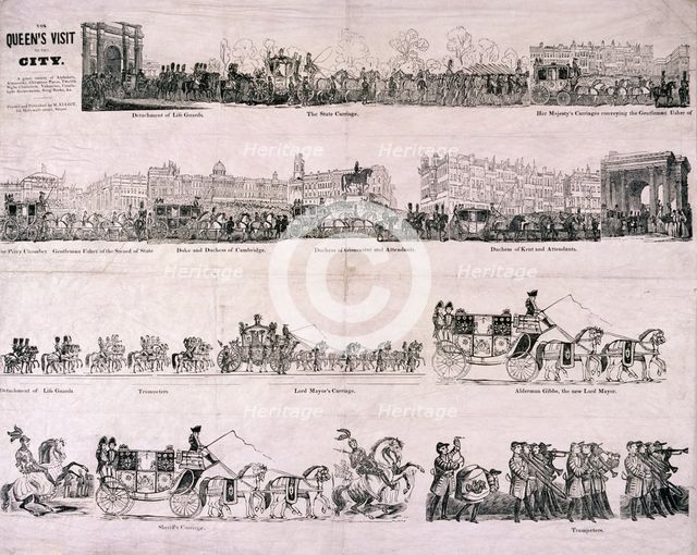 Queen Victoria's procession through the City of London, c1844. Artist: Anon