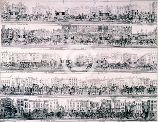 Queen Victoria's Progress through London, 1837. Artist: Joseph Robins