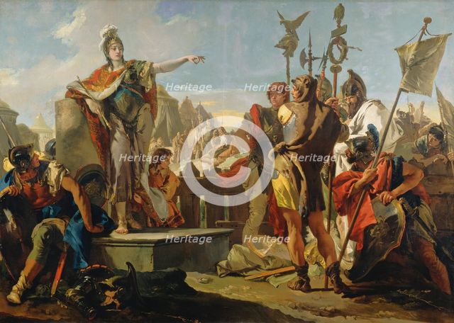 Queen Zenobia Addressing Her Soldiers, 1725/1730. Creator: Giovanni Battista Tiepolo.