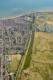 Queenborough Lines, fortifications protecting Sheerness dockyard from land attack, Kent, 2024. Creator: Damian Grady