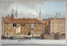 Queenhithe flour wharf, City of London, 1801. Artist: Charles Tomkins