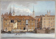 Queenhithe flour wharf, City of London, 1801. Artist: Charles Tomkins
