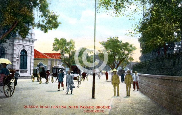 Queens Road Central, near the Parade Ground, Hong Kong, China, c1900s. Artist: Unknown