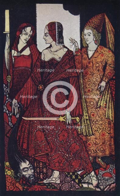 'Queens Who Cut the Bogs of Glanna, Judith of Scripture, and Glorianna', 1910. Artist: Harry Clarke.