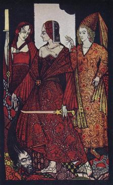 Queens Who Cut the Bogs of Glanna, Judith of Scripture, and Glorianna 1910. Artist: Harry Clarke