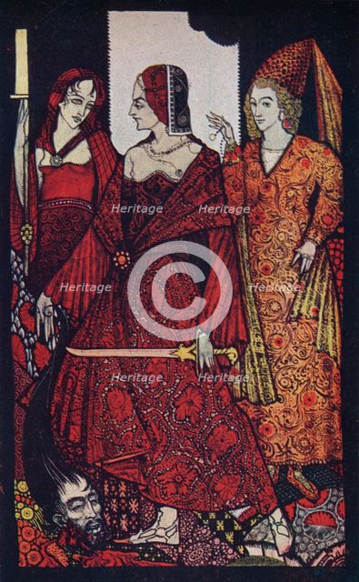 'Queens Who Cut the Bogs of Glanna, Judith of Scripture, and Glorianna', 1910. Artist: Harry Clarke.