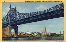 Queensboro Bridge and New York Hospital, New York City, New York, USA, 1933