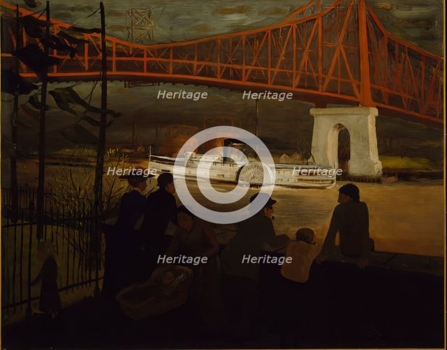 Queensboro Bridge, East River, c. 1910. Creator: Glenn O Coleman.