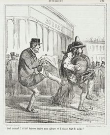 Quel animal! Il fait baisser toutes mes valeurs et il danse tout de même, 1867. Creator: Cham