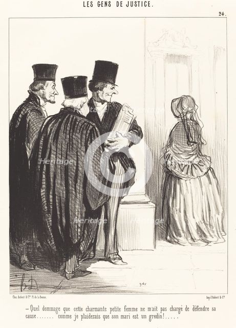 Quel dommage que cette charmante petite femme ne m'ait pas chargé de défendre sa cause..., 1846. Creator: Honore Daumier.