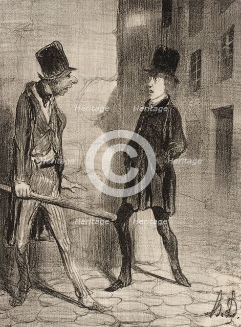 Quelle heure est-il s'il vous plait?, 1839. Creator: Honore Daumier.
