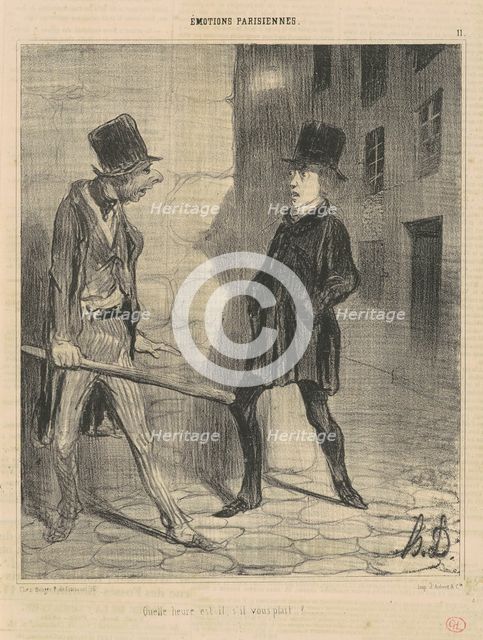 Quelle heure est'il, s'il vous plait?..., 19th century. Creator: Honore Daumier.