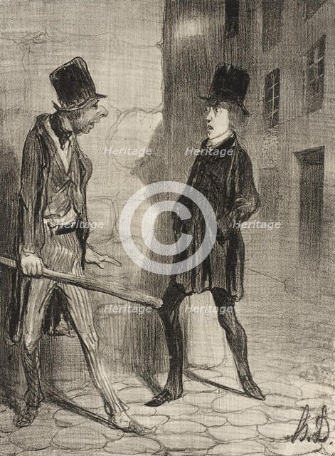 Quelle heure est-il s'il vous plait?, 1839. Creator: Honore Daumier.