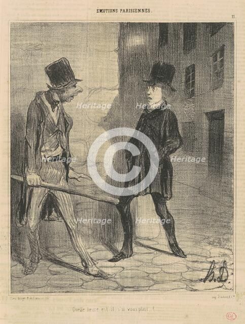 Quelle heure est'il, s'il vous plait?..., 19th century. Creator: Honore Daumier.