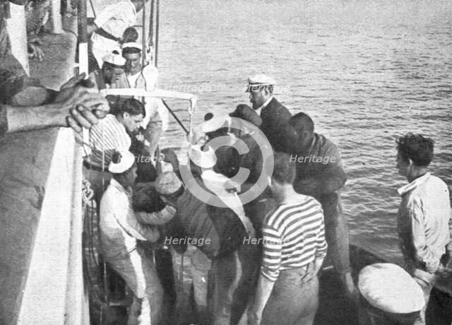 'Quelques drames sur mer; un homme du `Gallia`, grievement blesse par l'explosion de la torpille, es Creator: Unknown.