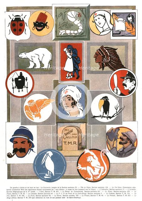 'Quelques insignes de sections automobiles', 1918. Creator: Unknown.
