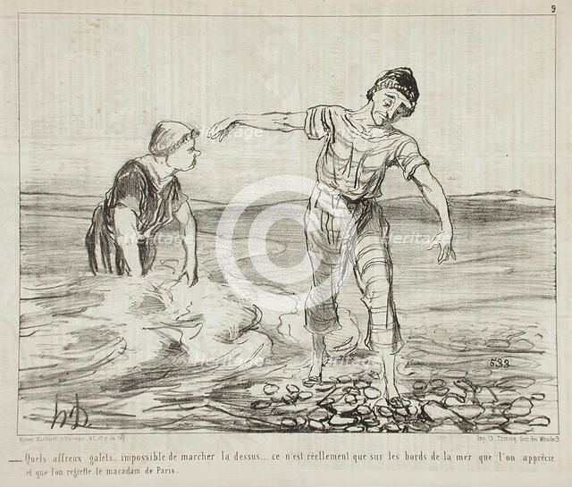 Quels affreux galets..., 1853. Creator: Honore Daumier.