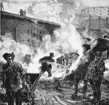 Quenching coke, South Metropolitan Gas Company's works, East Greenwich, London, 1891