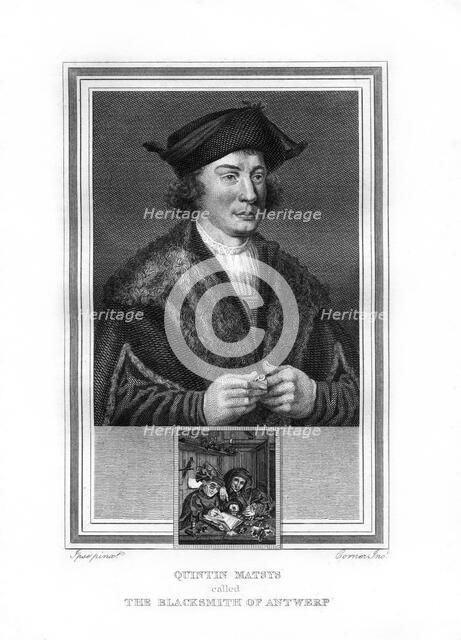 Quentin Matsys, painter in the Flemish tradition, (1825).Artist: John Corner