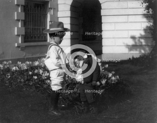 Quentin Roosevelt (left) and his little playmate, between 1900 and1905. Creator: Frances Benjamin Johnston.