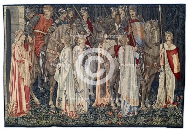 Quest for the Holy Grail Tapestries - Panel 2 - The Arming and Departure of the Knights, 1895-96. Creator: Sir Edward Coley Burne-Jones.