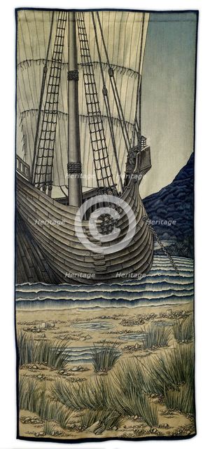 Quest for the Holy Grail Tapestries - Panel 5 - The Ship, 1900. Creator: Sir Edward Coley Burne-Jones.