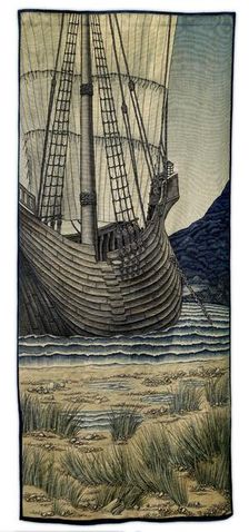 Quest for the Holy Grail Tapestries - Panel 5 - The Ship, 1900. Creator: Sir Edward Coley Burne-Jones