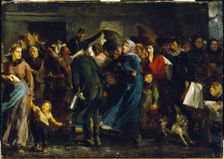 Queue in the butcher's shop in 1871, c1871. Creator: Clement-Auguste Andrieux