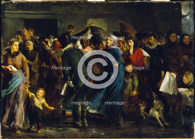 Queue in the butcher's shop in 1871, c1871. Creator: Clement-Auguste Andrieux.