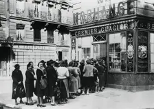 Queue of women outside a dairy shop, German-occupied Paris, 28 June 1940