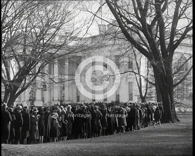Queues of people outside the White House, Washington, D.C., 1932. Creator: British Pathe Ltd.