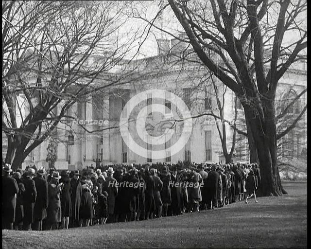 Queues of people outside the White House, Washington, D.C., 1932. Creator: British Pathe Ltd.